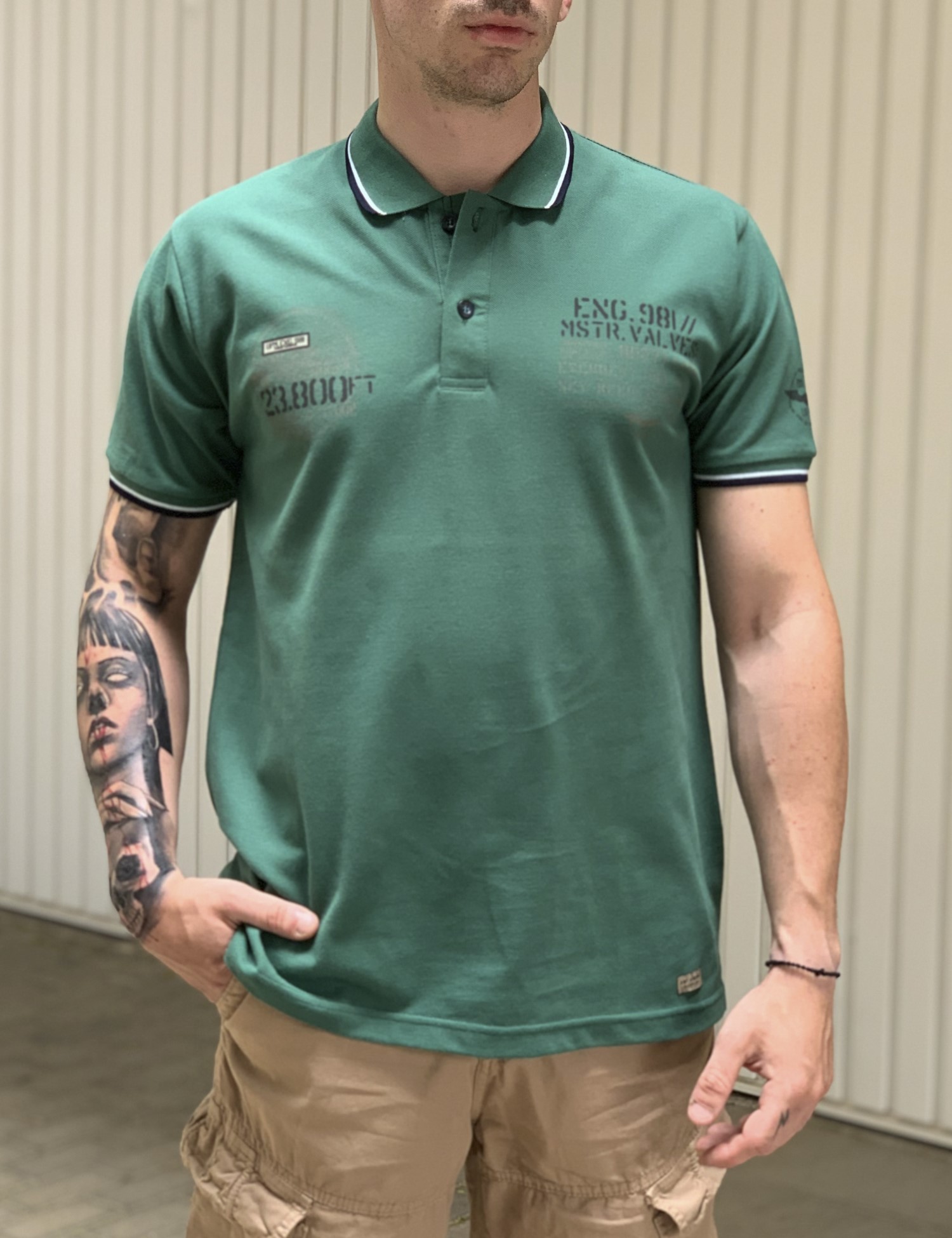 Everbest ανδρική πράσινο Polo μπλούζα Plus Size 208330G 208330G